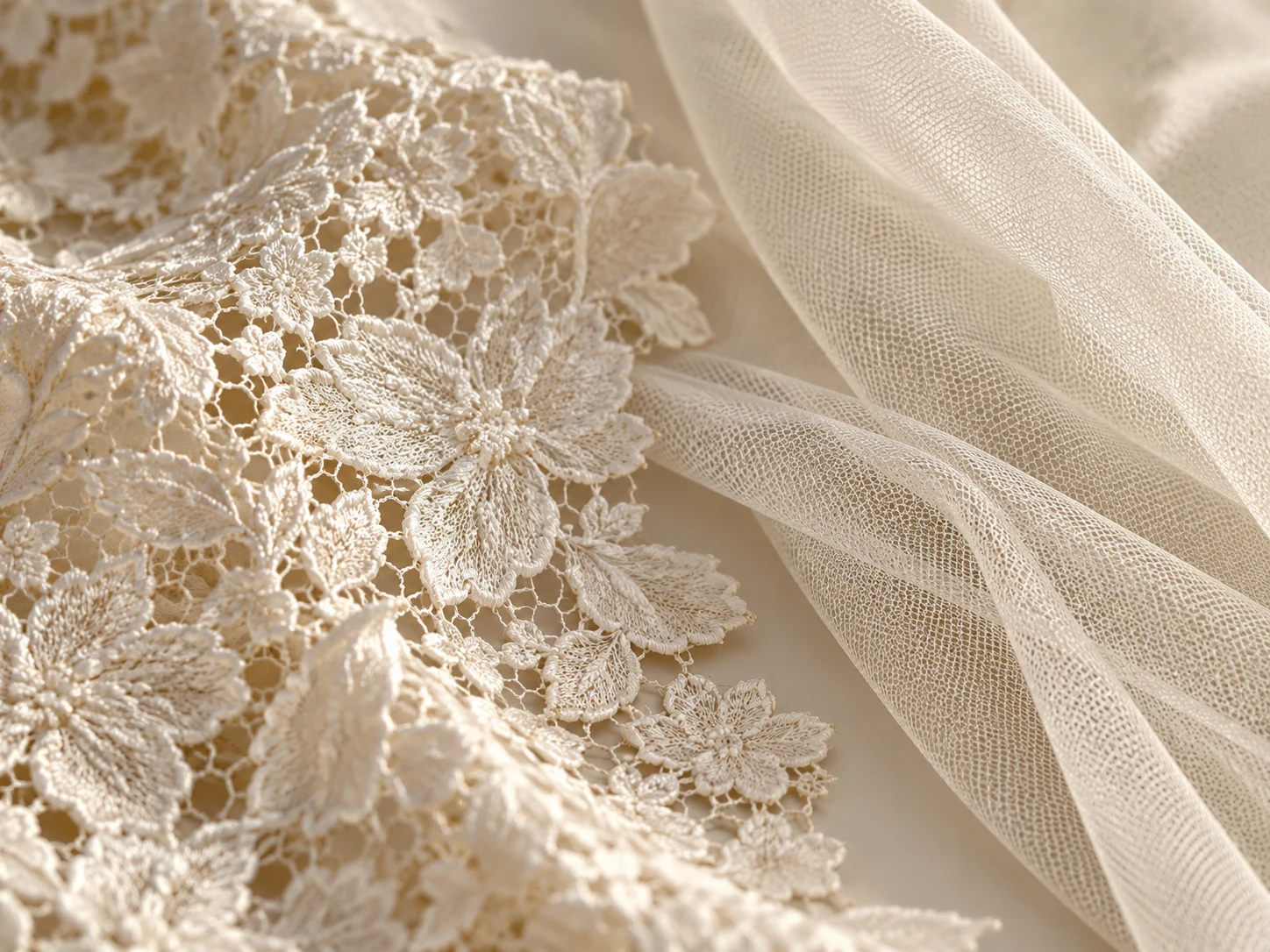 Mesh / Lace fabric arranged for material selection