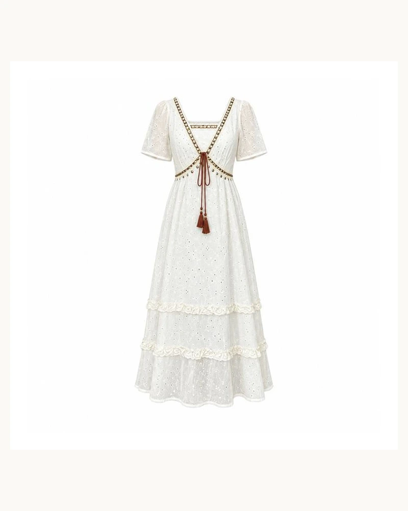 Lace-Trim Tie-Neck Dress, SKU 1061311324984