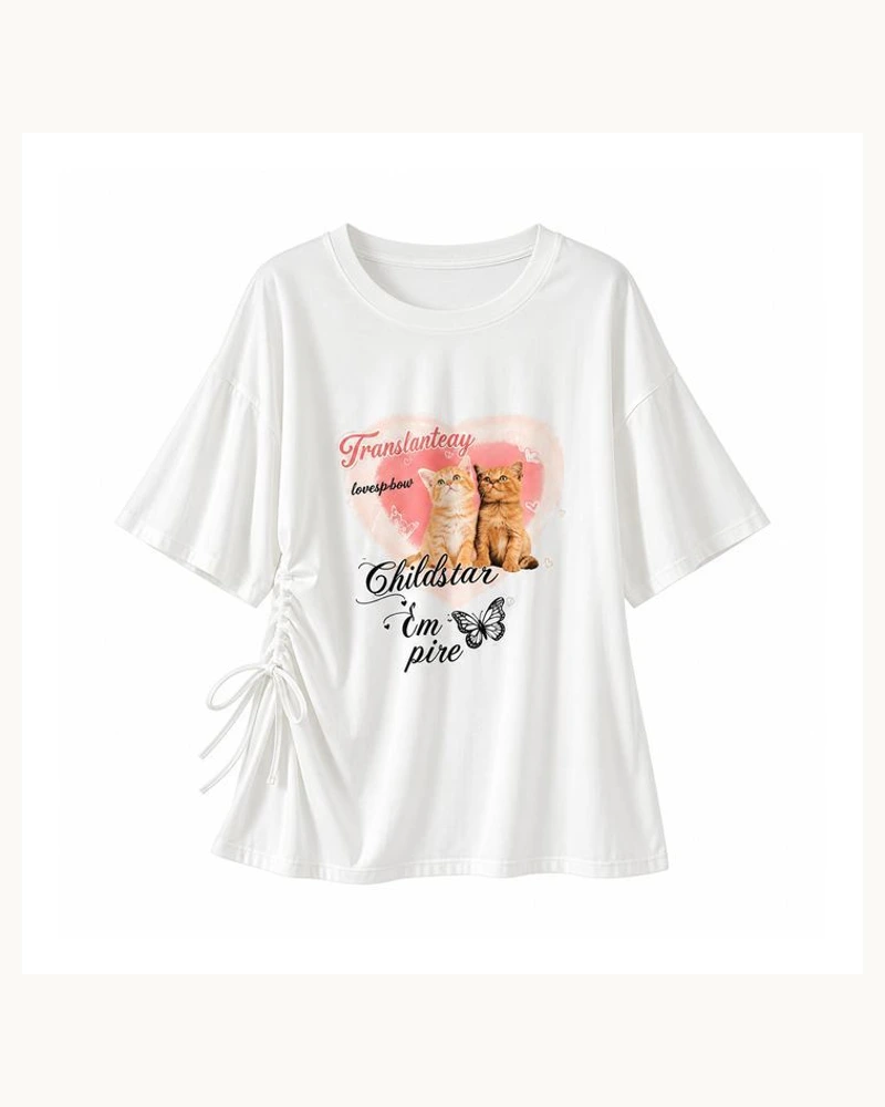Camiseta gráfica con fruncido lateral, SKU 774842207295