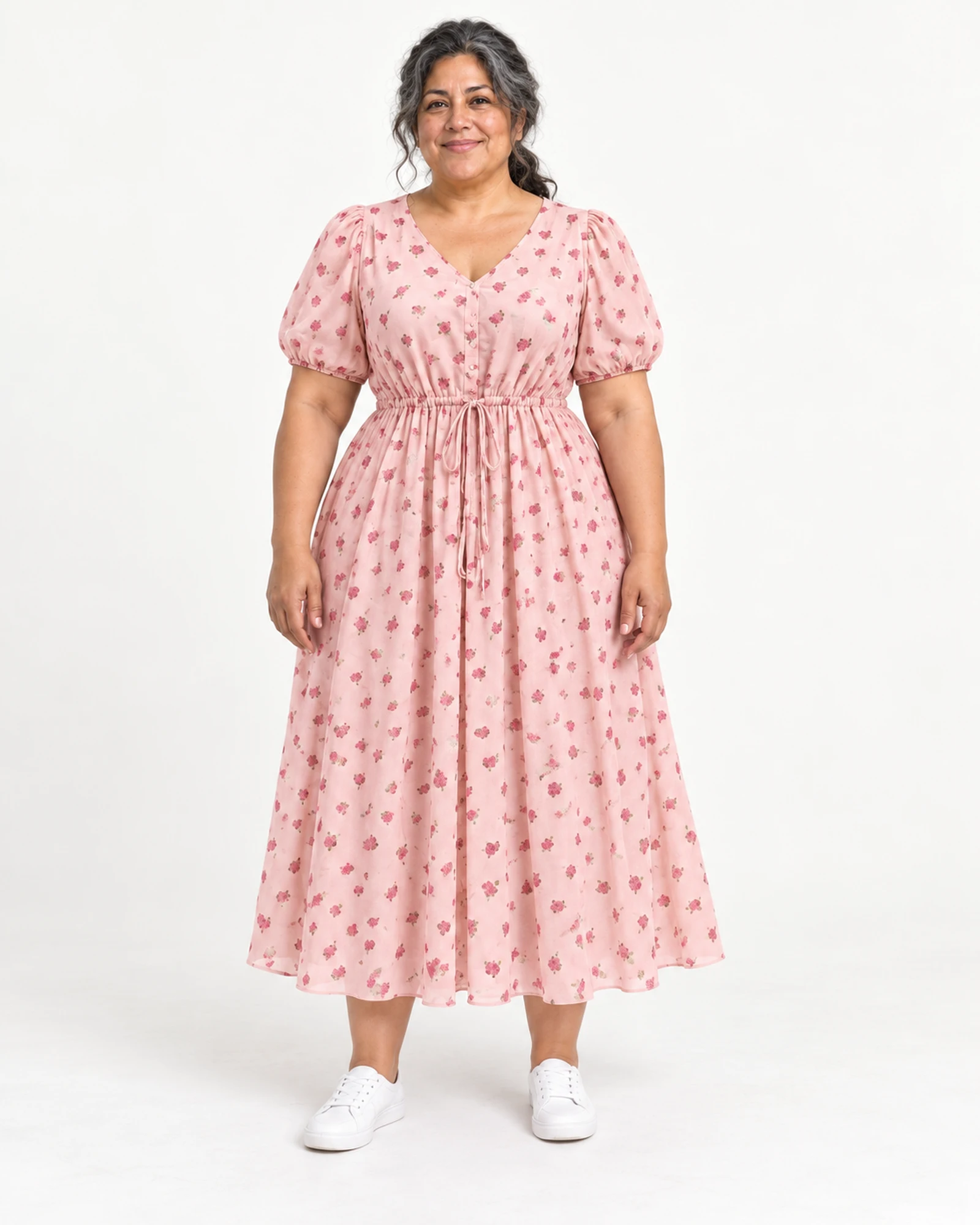 Floral Puff-Sleeve Dress, styling view, SKU 1030656759419