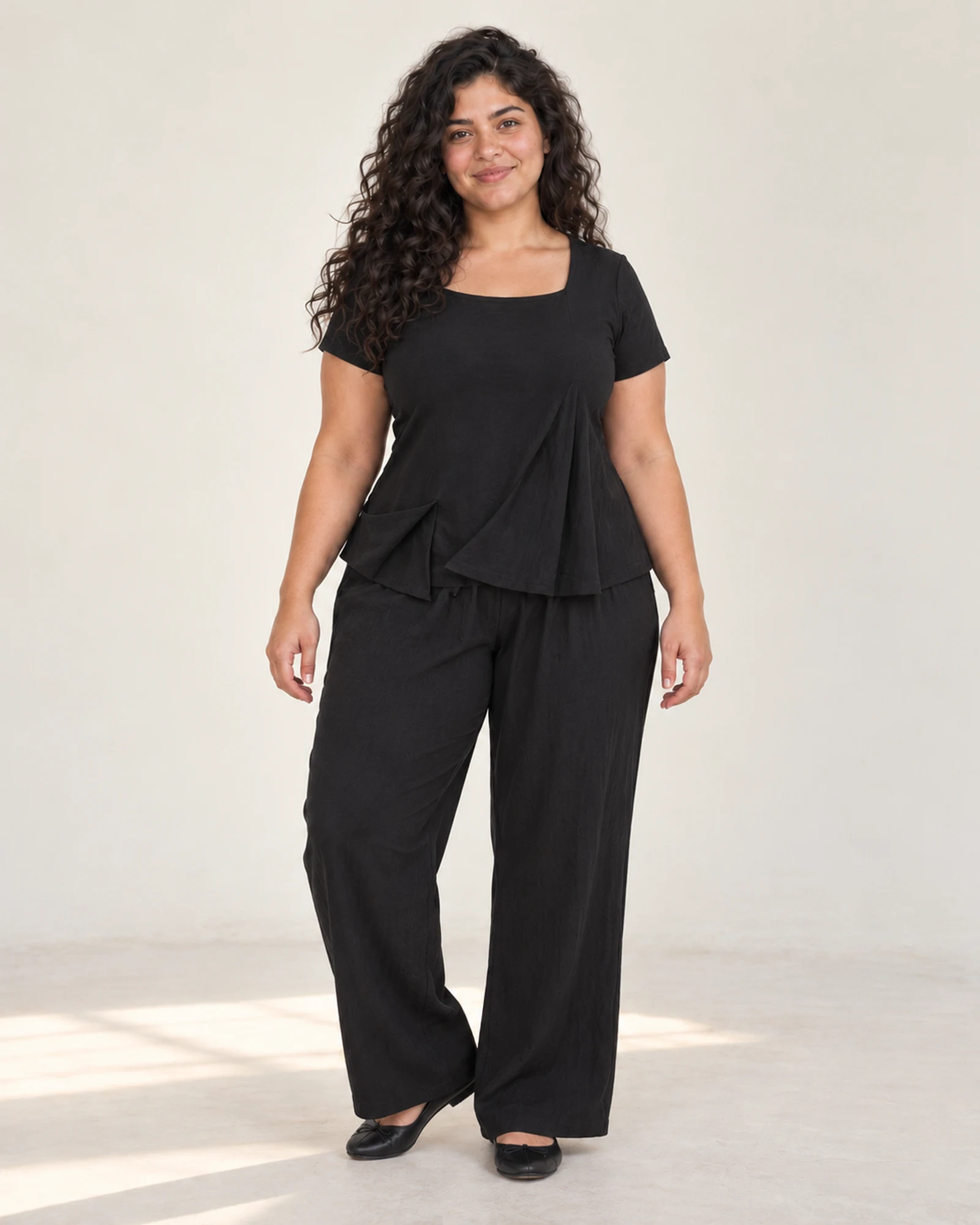 Asymmetric-Hem Top & Trouser Set, styling view, SKU 1030784582292