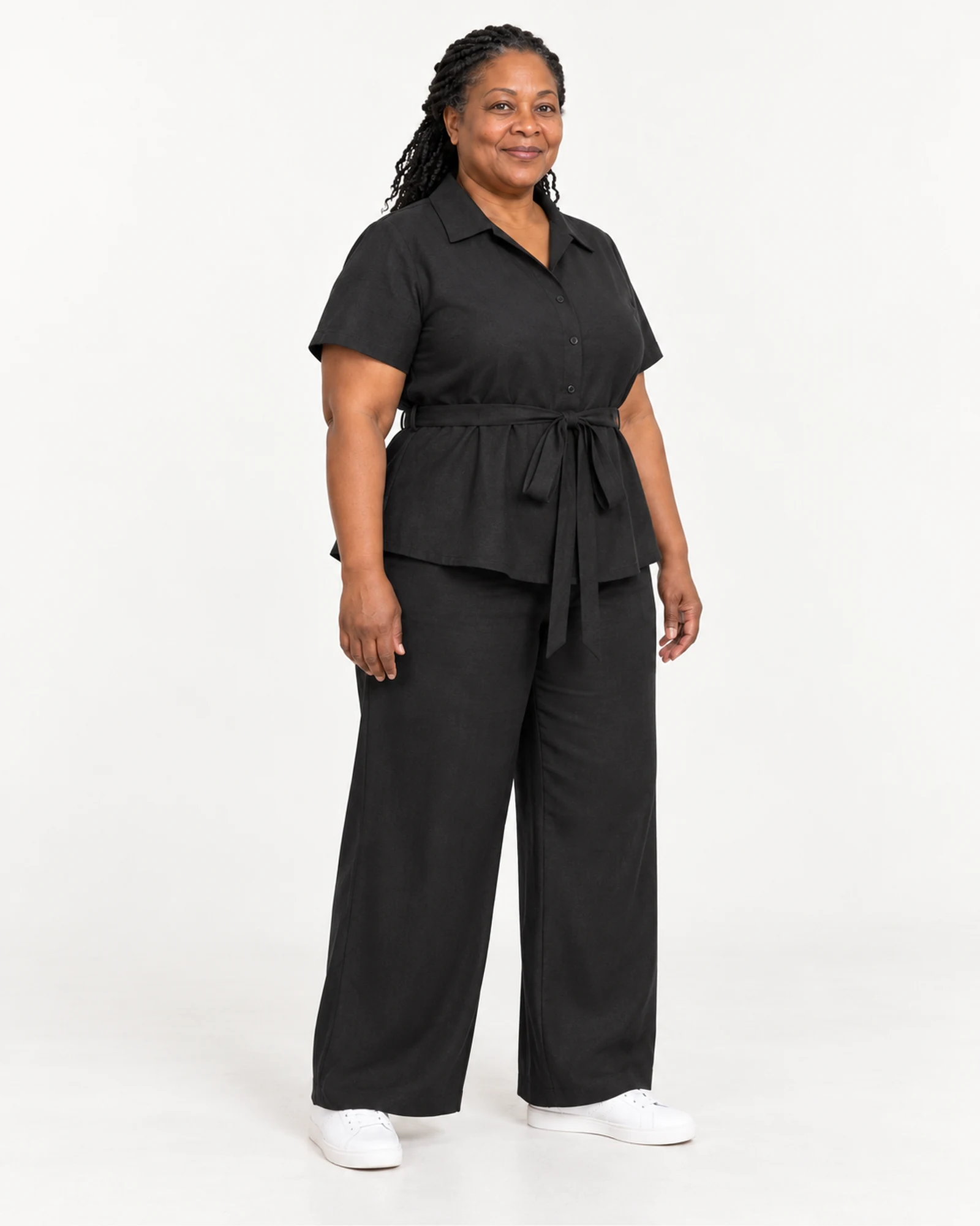 Collared Peplum Top & Trouser Set, styling view, SKU 1032048437313