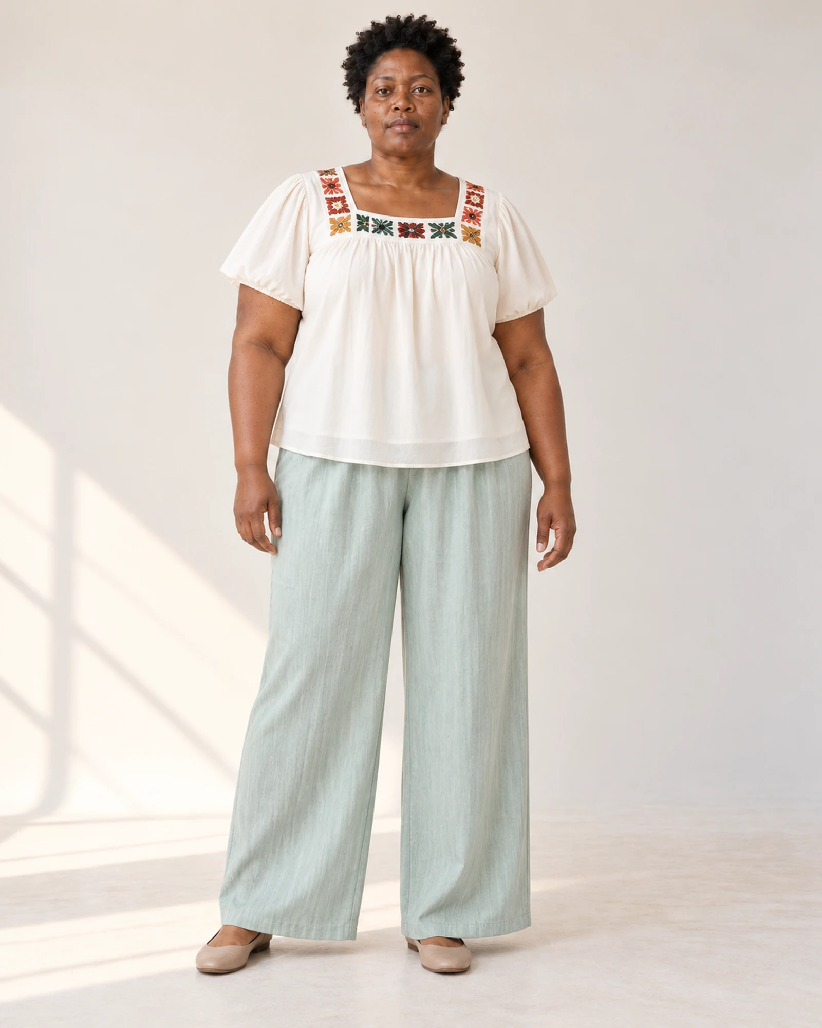 Square-Neck Blouse & Long-Skirt Set, styling view, SKU 1046443644347