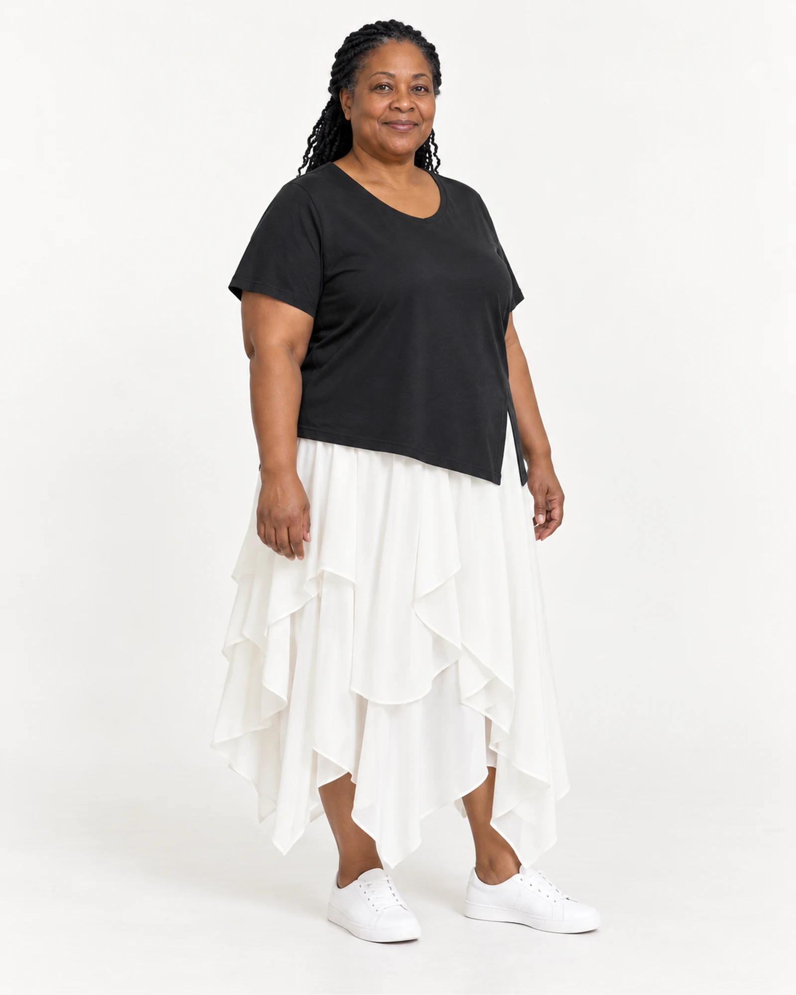 V-Neck Top & Ruffle-Skirt Set, styling view, SKU 1056133053540