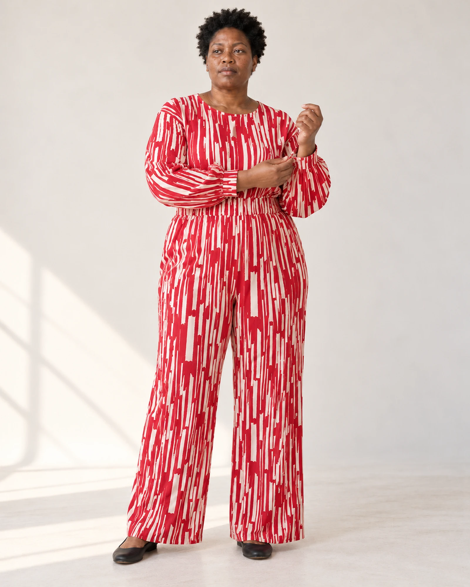 Printed Blouse & Wide-Leg Set, styling view, SKU 634121187106