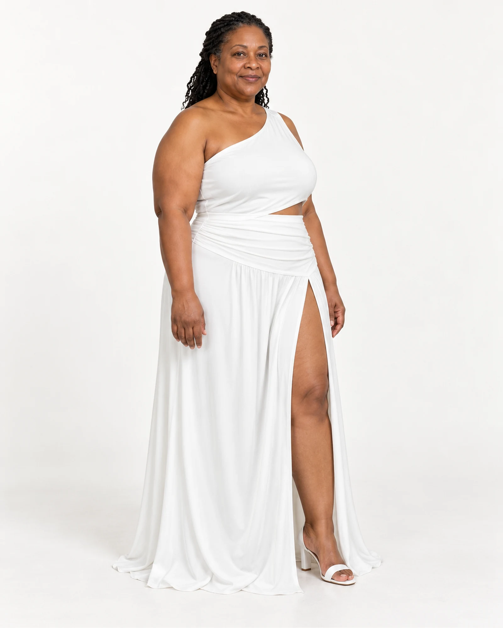 One-Shoulder Top & Split-Skirt Set, styling view, SKU 671668155833