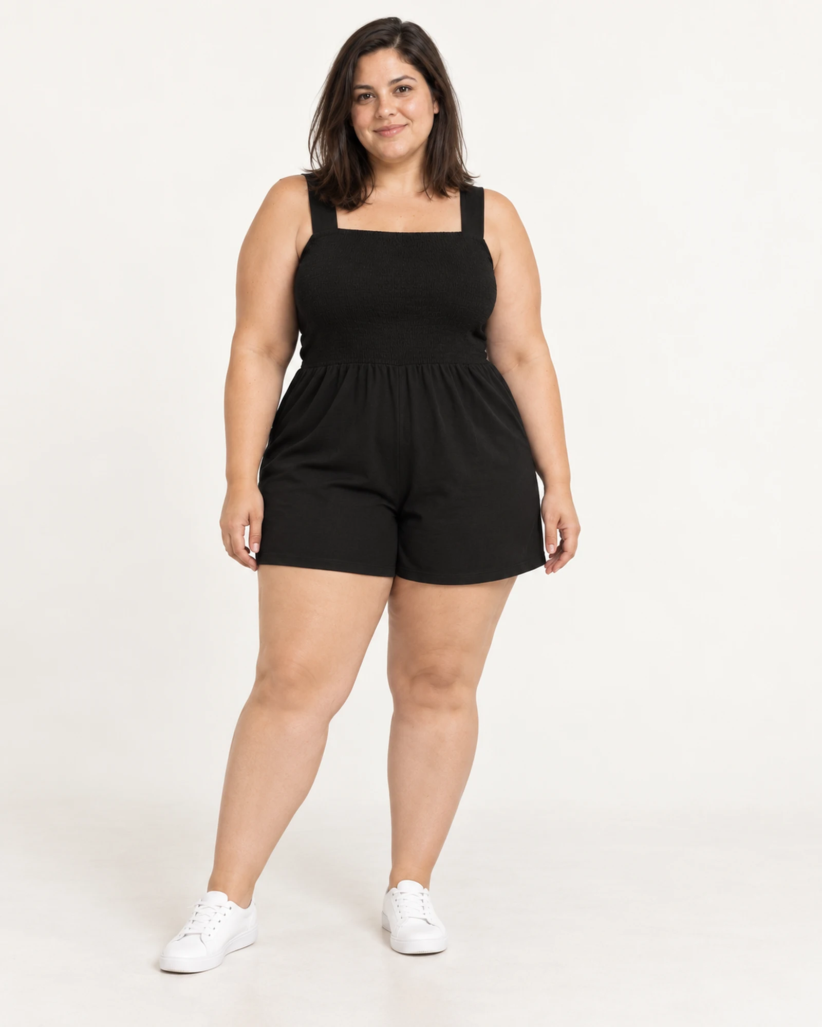 Square-Neck Sleeveless Romper, styling view, SKU 673922770404