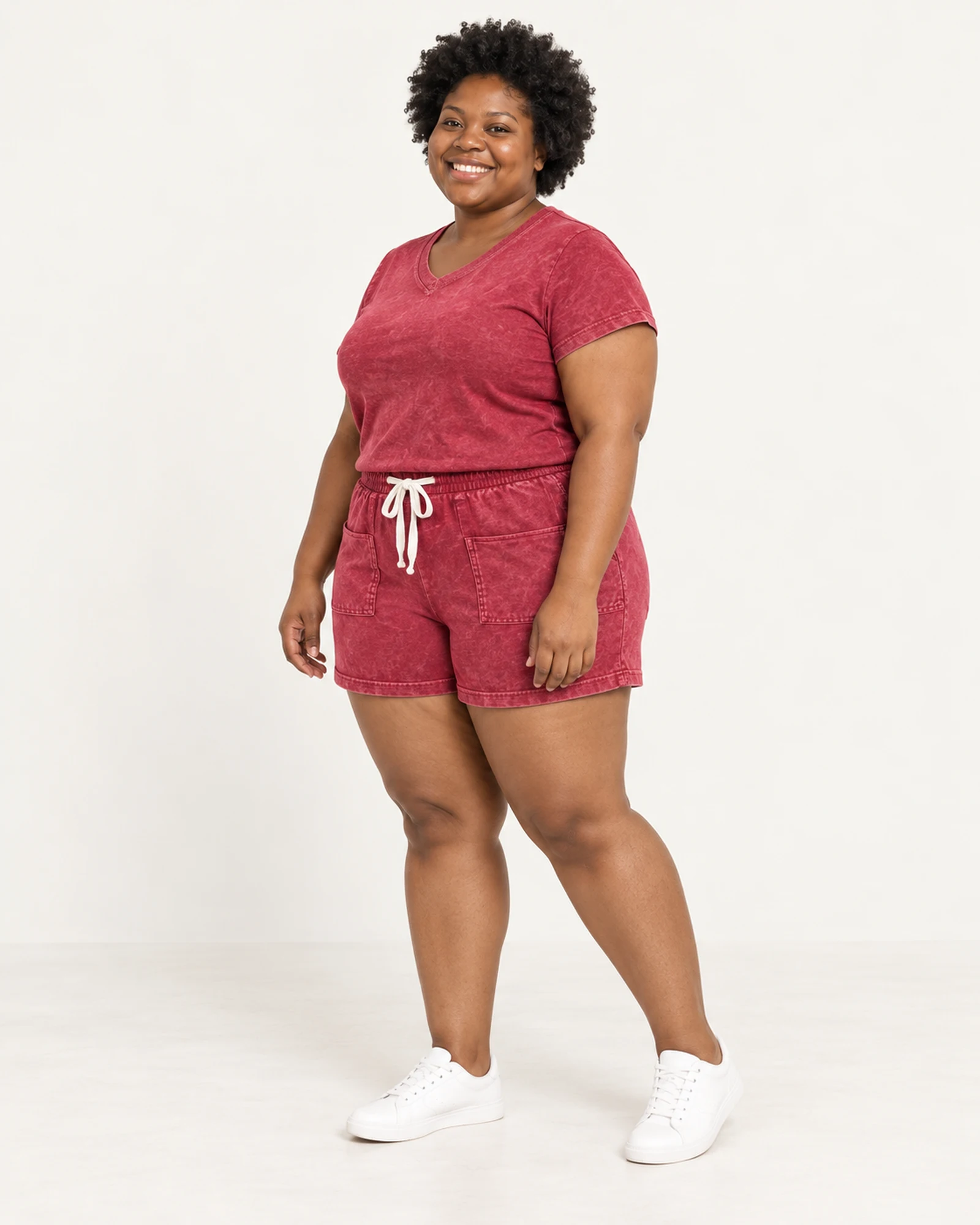 V-Neck Top & Drawstring-Shorts Set, styling view, SKU 722273317963