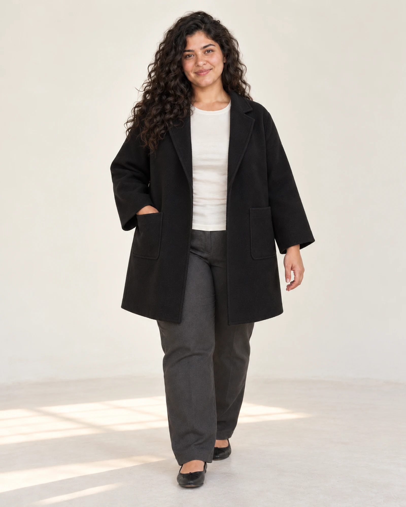 Notched-Collar Relaxed Coat, styling view, SKU 730265308779