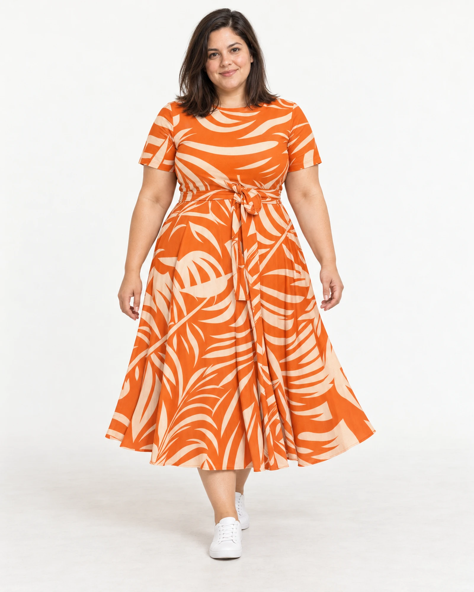 Vestido de estampado abstracto con lazada, vista de estilismo, SKU 768914157380