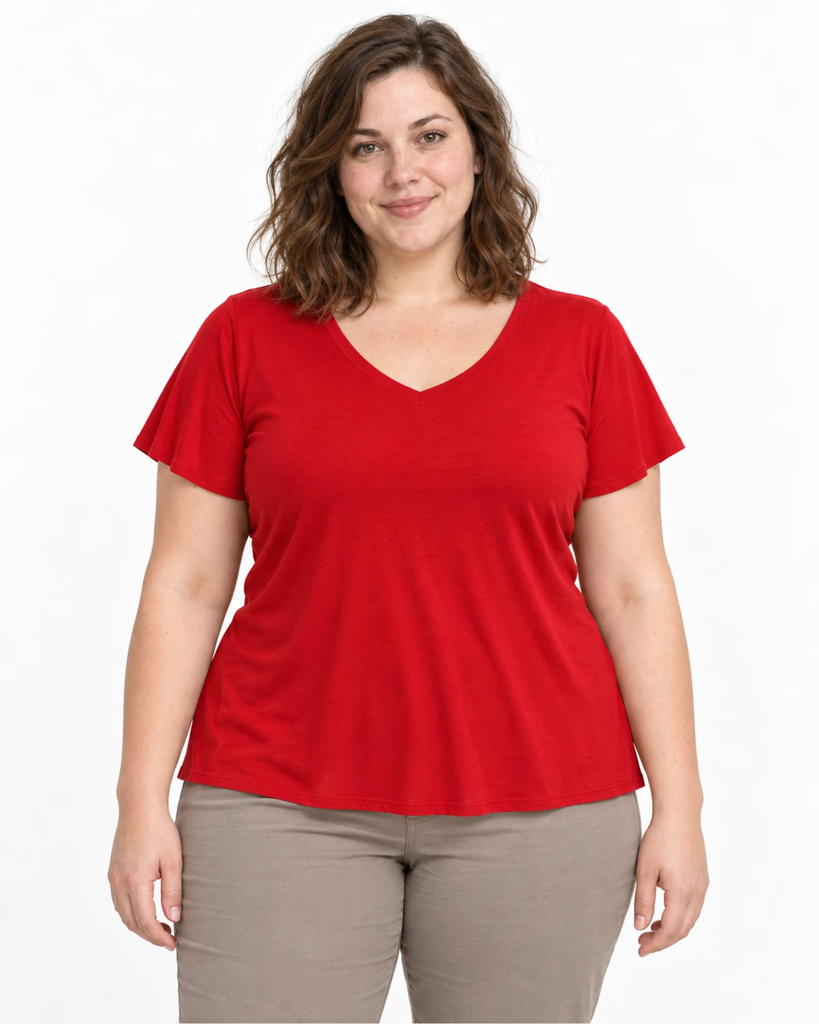 Top de escote en V y manga corta, vista de estilismo, SKU 772932291215
