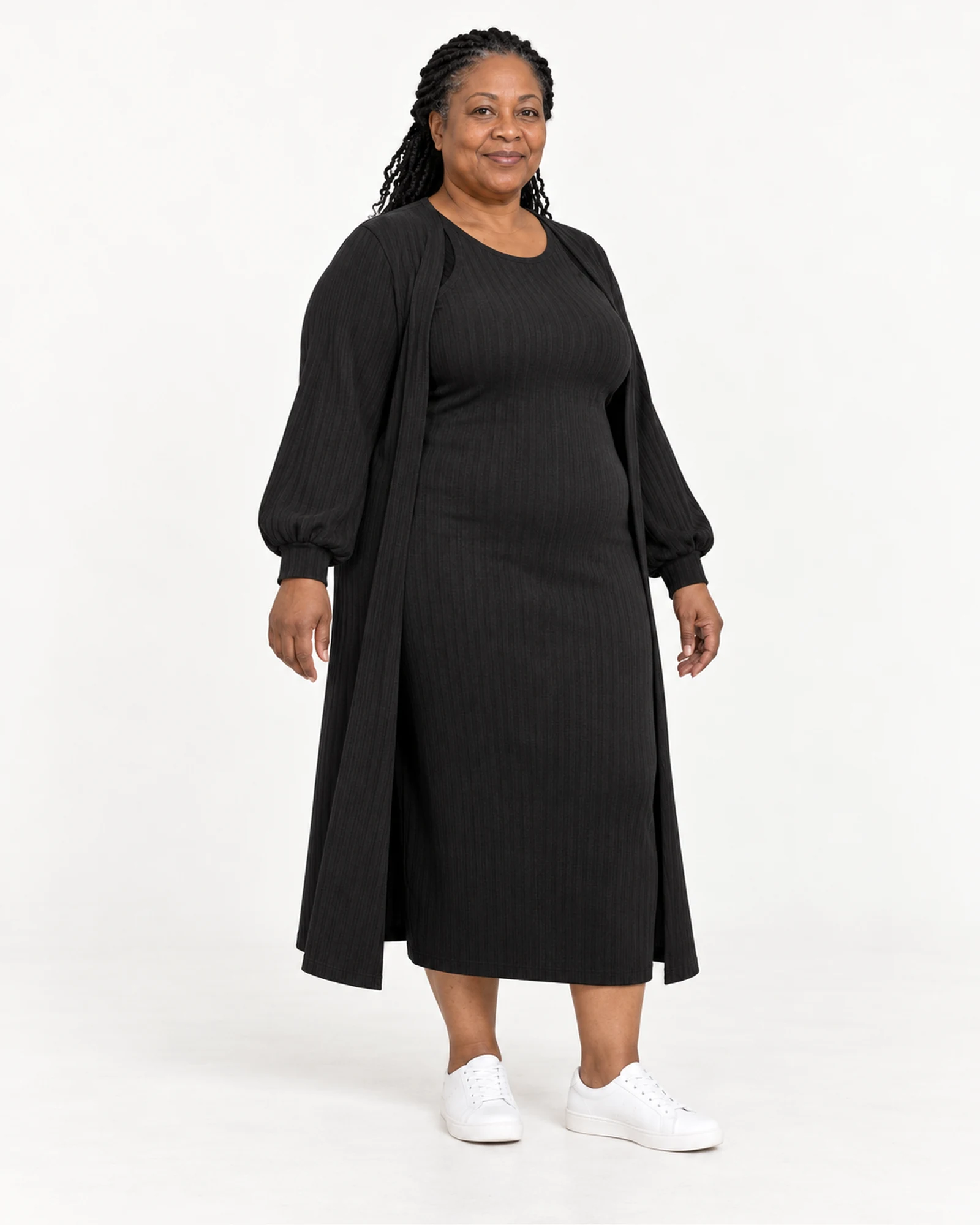 Longline Layer & Ribbed-Dress Set, styling view, SKU 826601443051