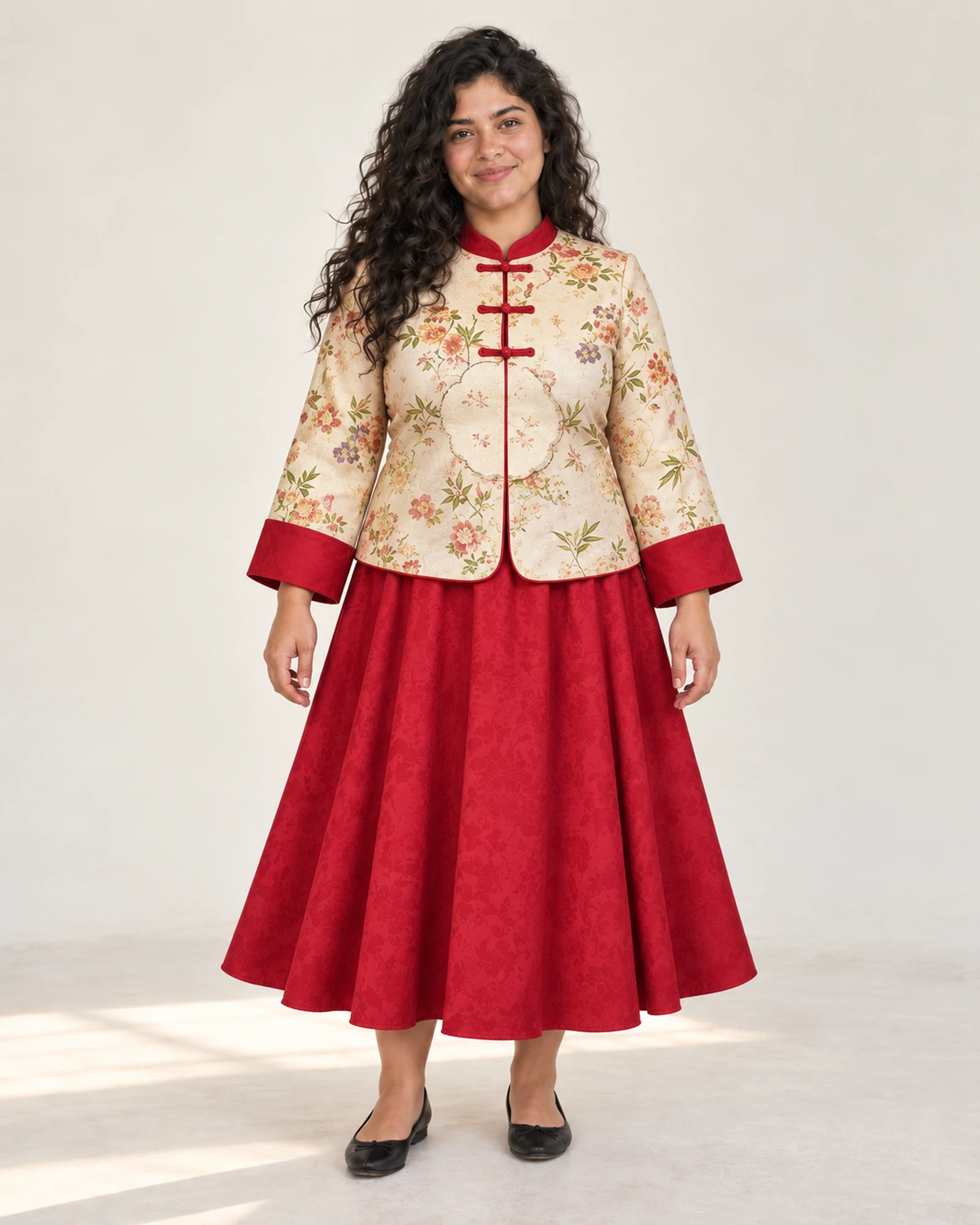 Mandarin-Collar Jacket & Skirt Set, styling view, SKU 850671104798
