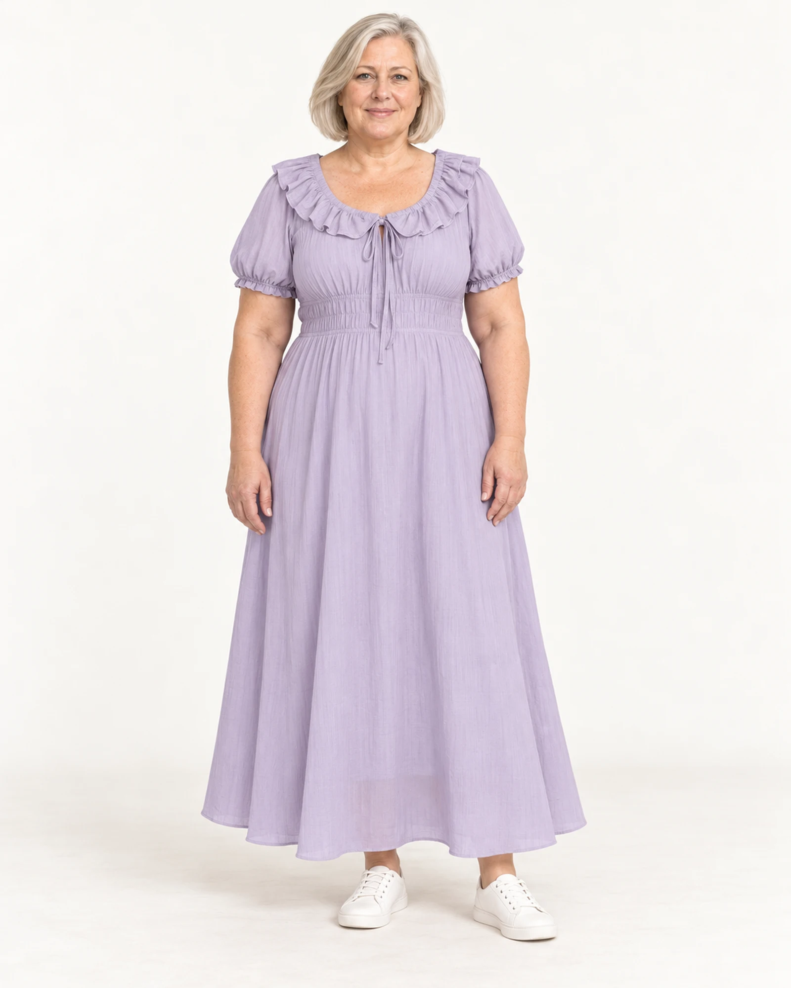 Bow-Collar Puff-Sleeve Dress, styling view, SKU 931687725950