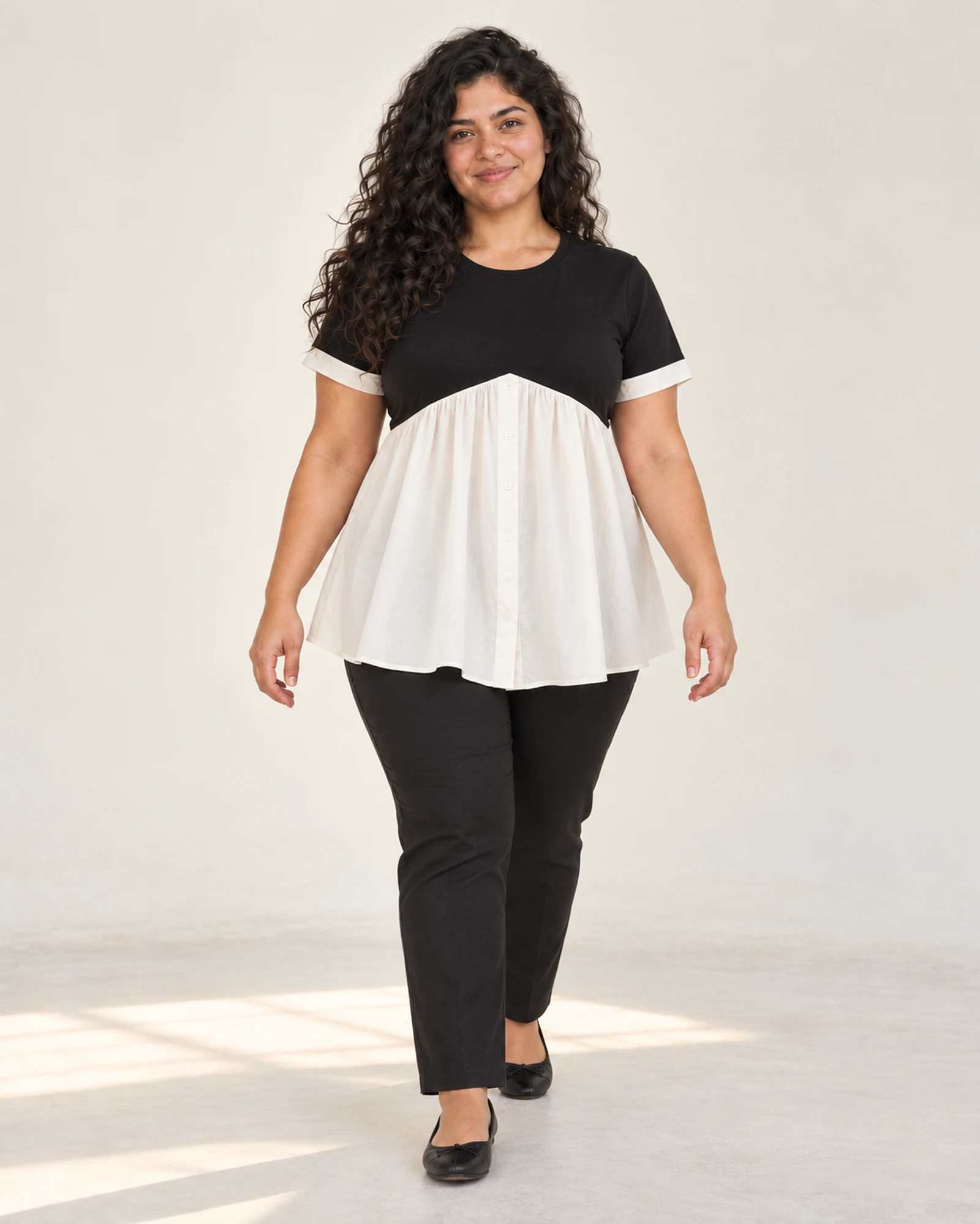 Colour-Block Gathered-Hem Top, styling view, SKU 938942730558