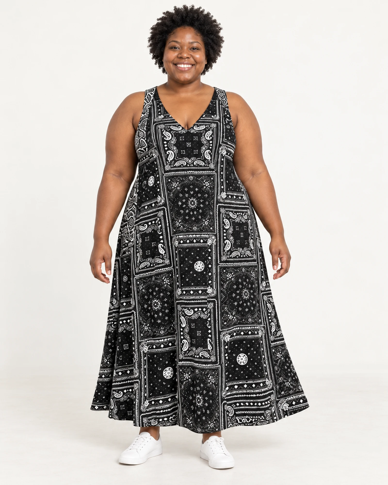 Bandana-Print Strappy Dress, styling view, SKU 947852446446