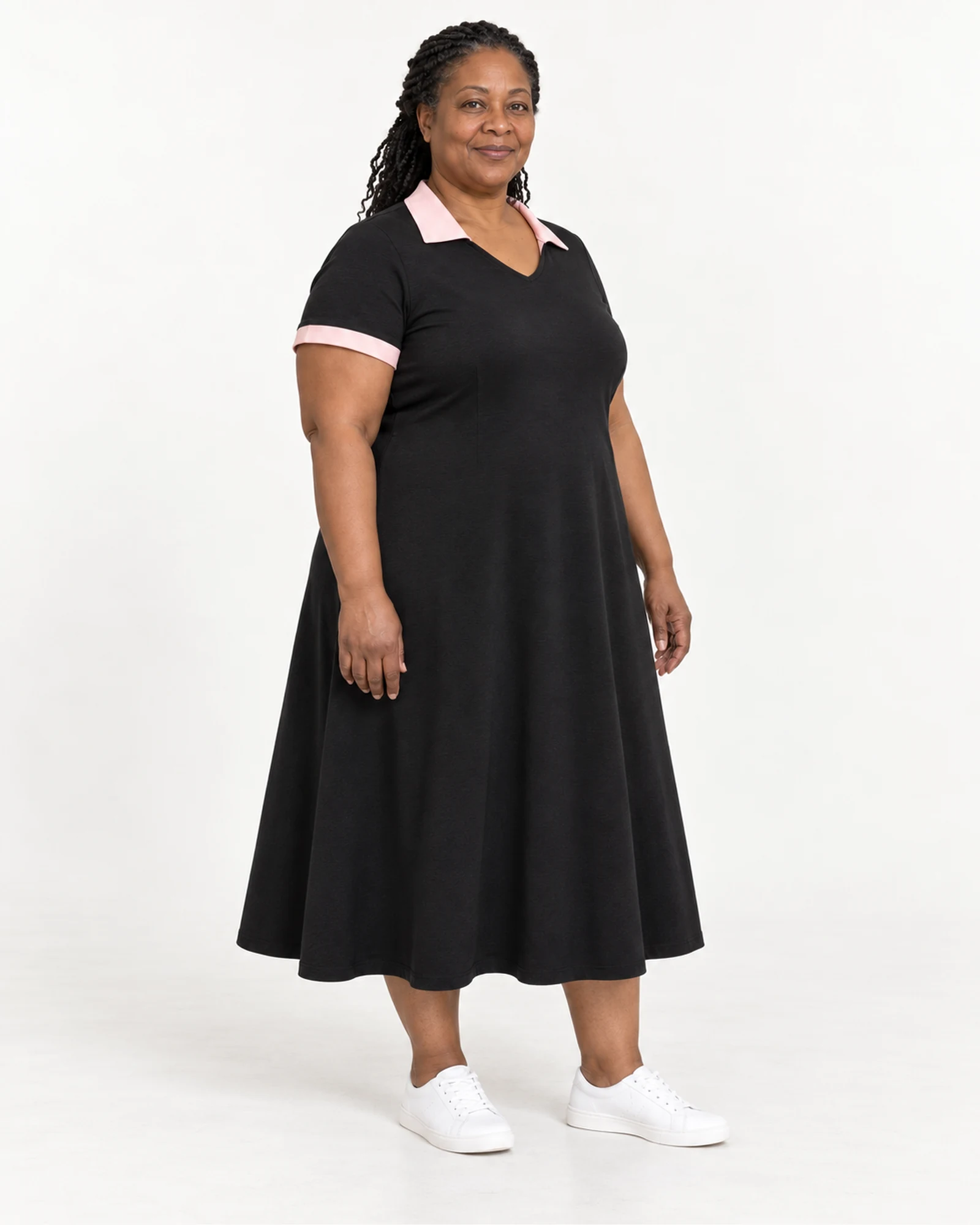 Contrast-Collar A-Line Dress, styling view, SKU 953412419923