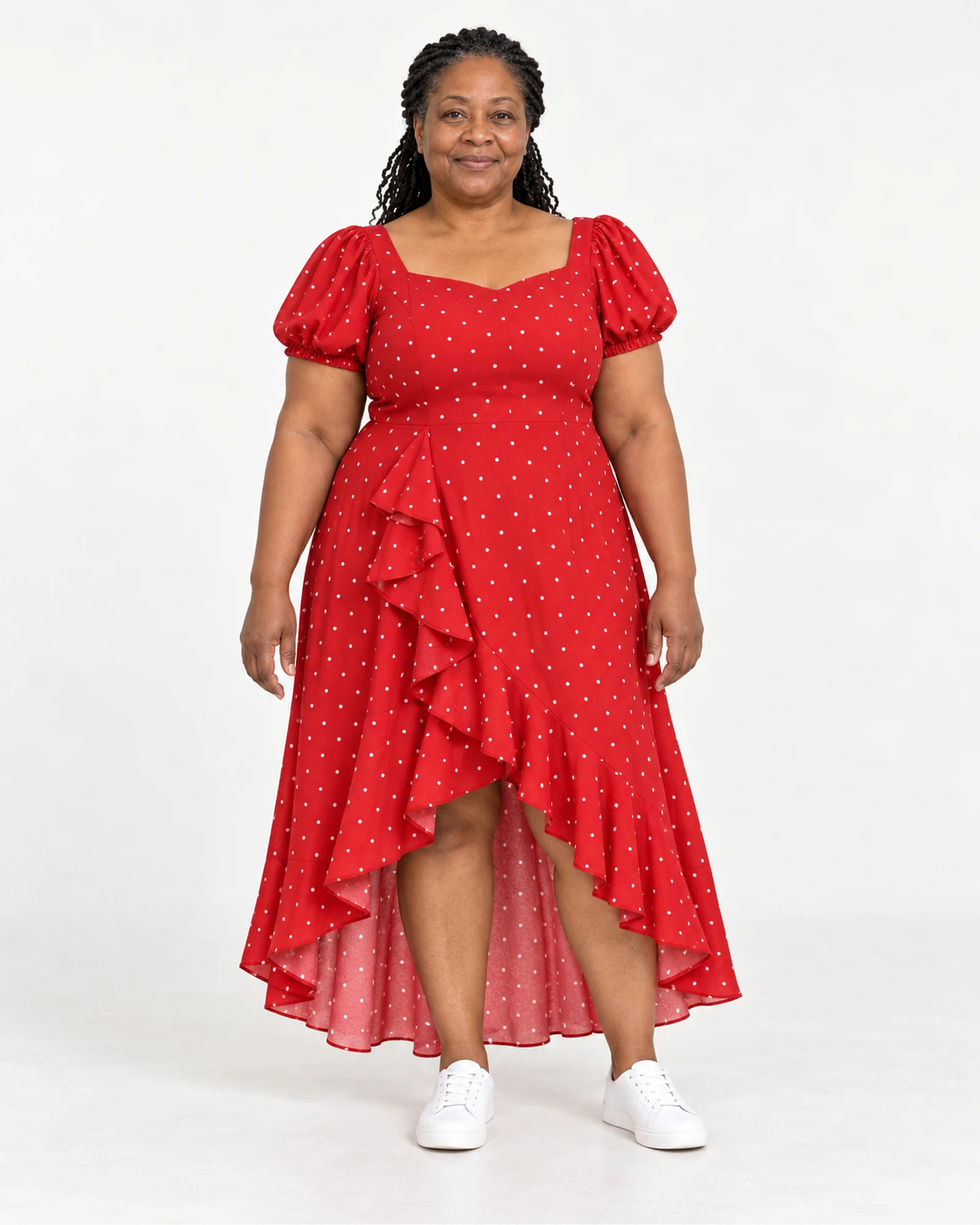 Floral High-Low Ruffle Dress, styling view, SKU 955095164117