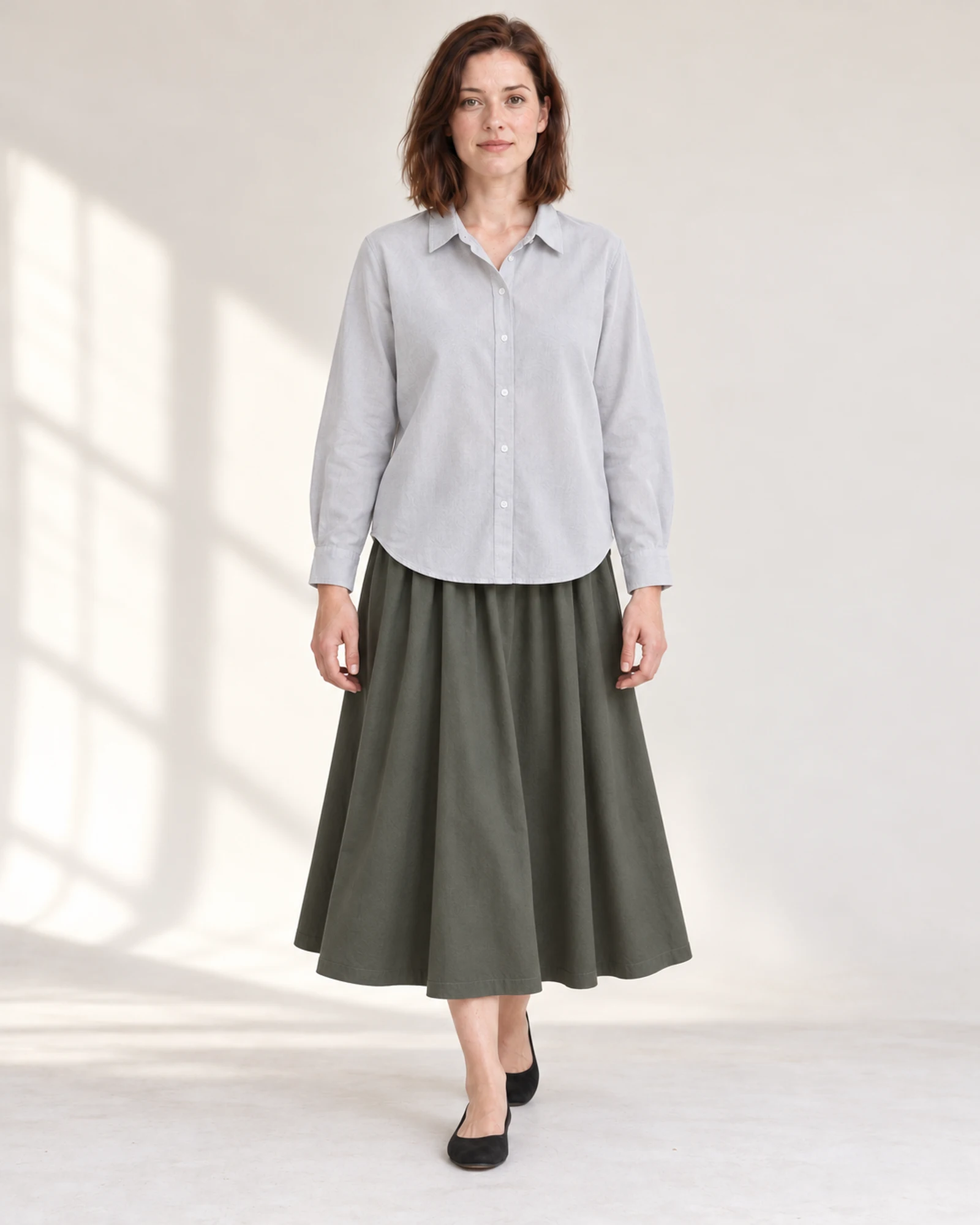 Collared Blouse & A-Line-Skirt Set, styling view, SKU 965330865526