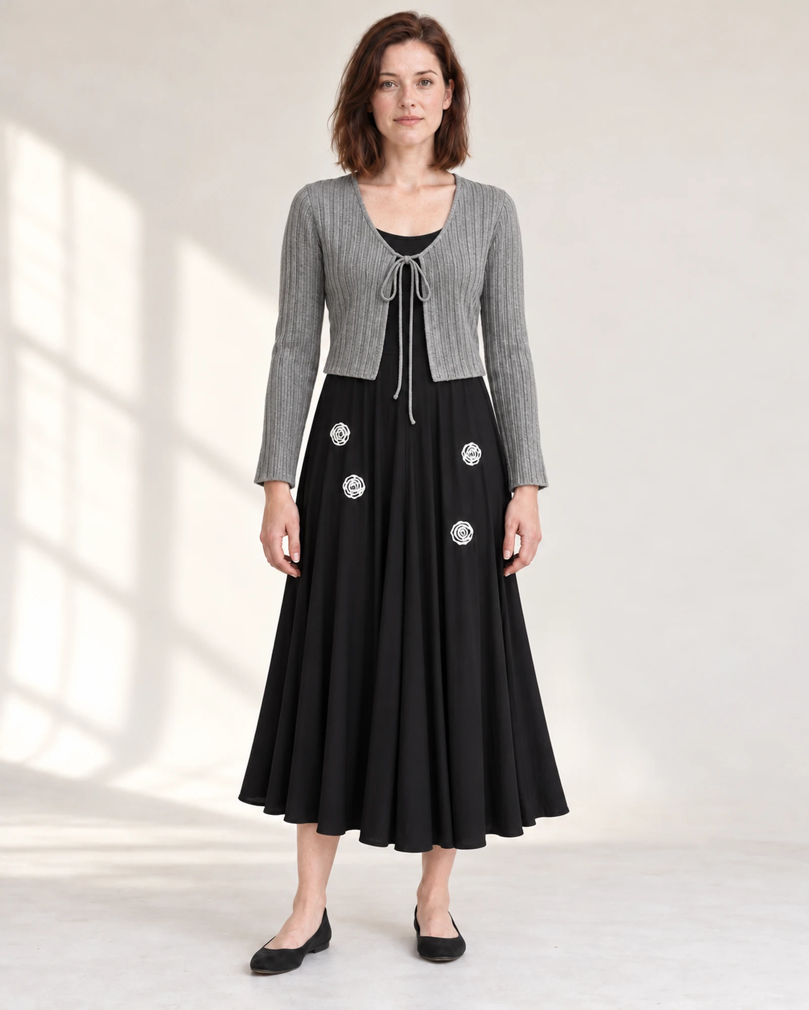 Tie-Front Layer & Motif-Dress Set, styling view, SKU 976922260983
