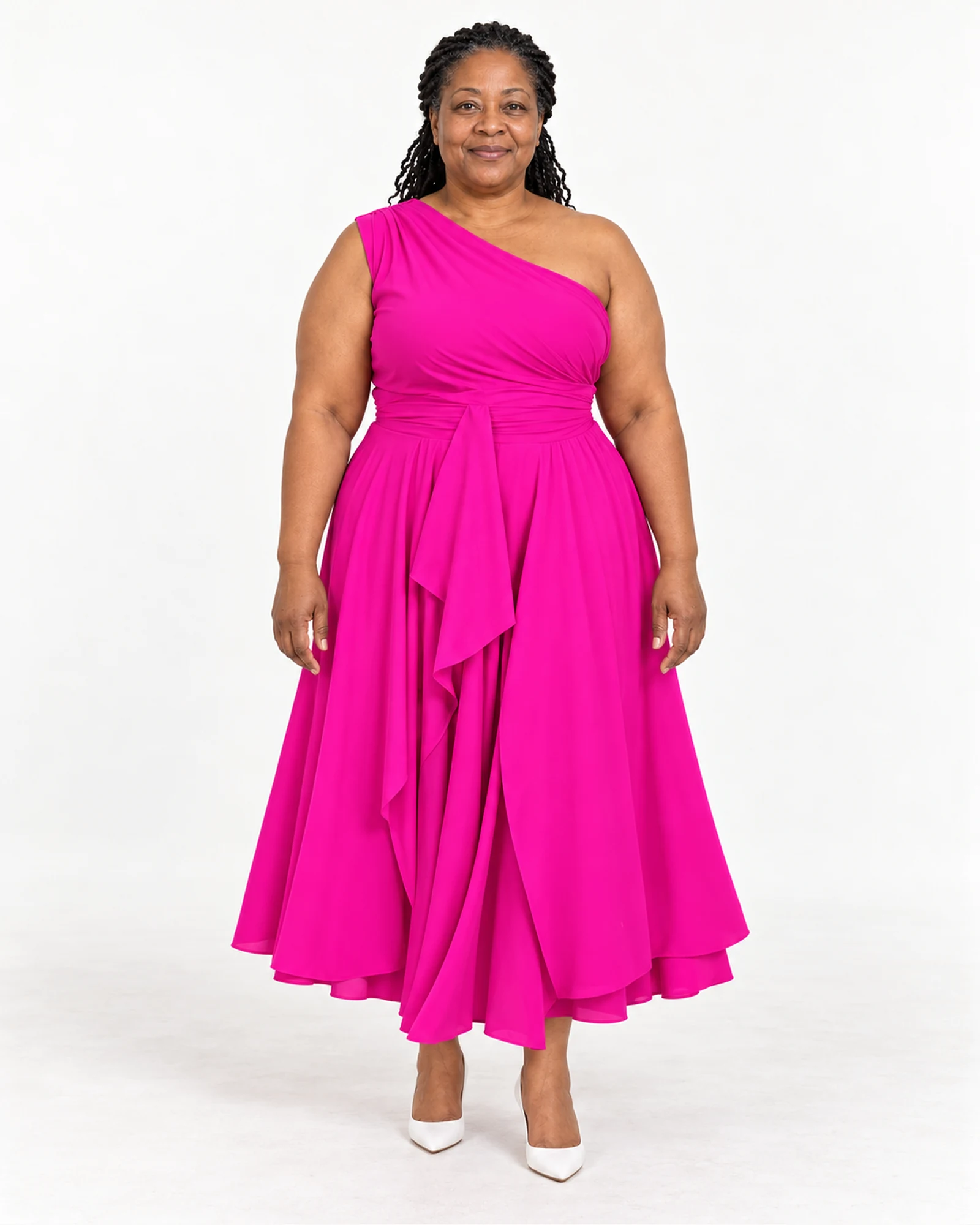One-Shoulder Flared Dress, styling view, SKU 987296623520