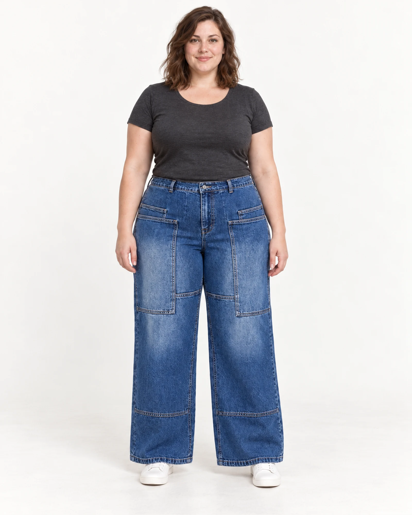 Panelled Wide-Leg Jeans, styling view, SKU F8515