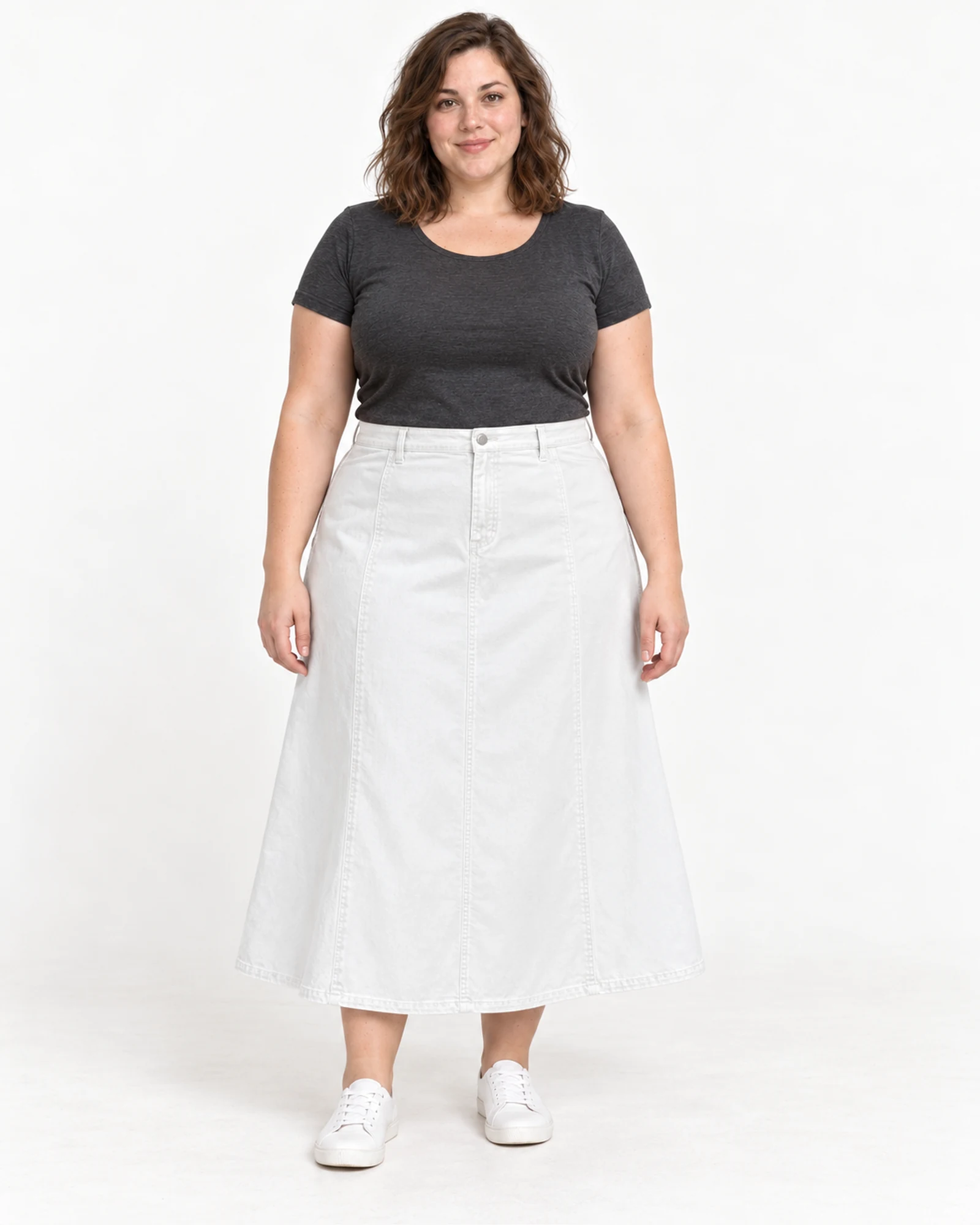Flared Denim Skirt, styling view, SKU FDK157