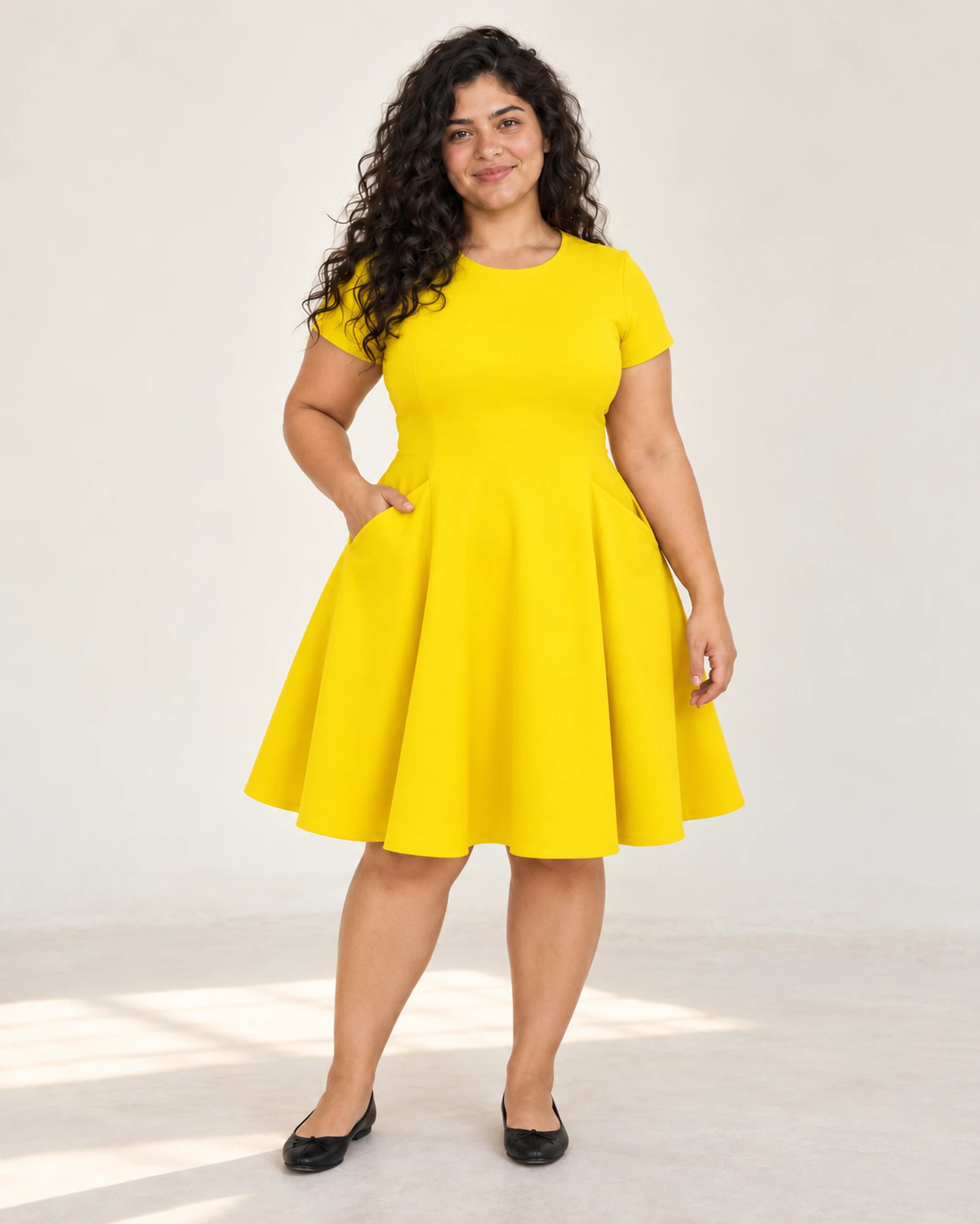 Round-Neck A-Line Pocket Dress, styling view, SKU N8075