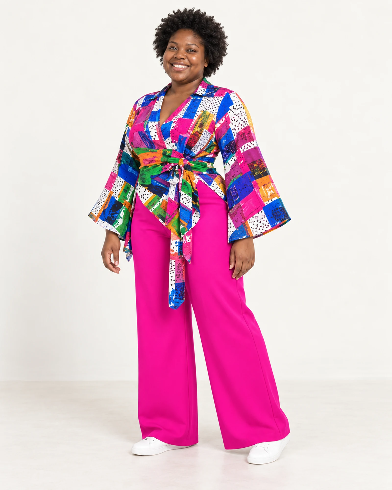 Printed Bell-Sleeve Trouser Set, styling view, SKU N8113