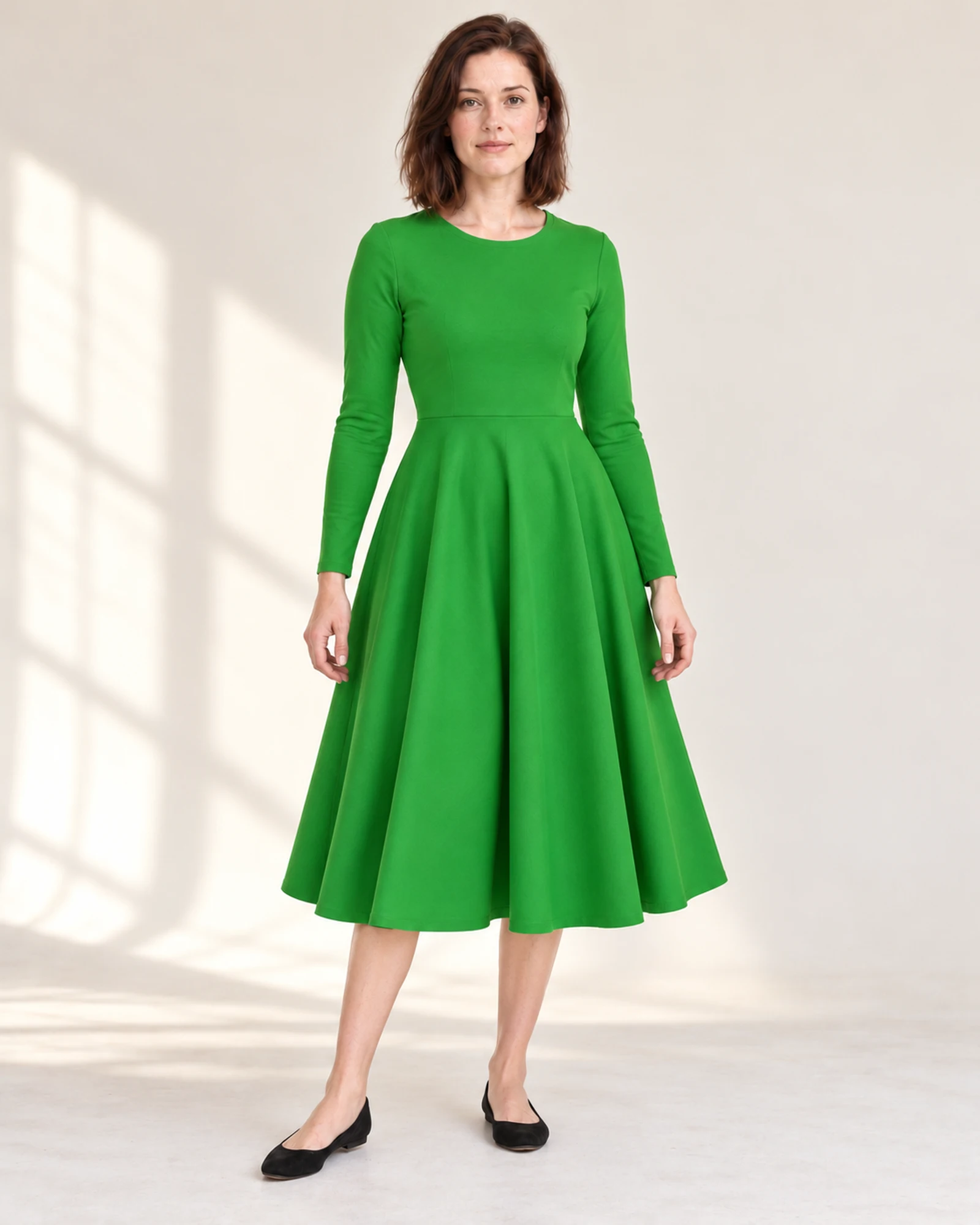 Long-Sleeve Flared Dress, styling view, SKU N8128