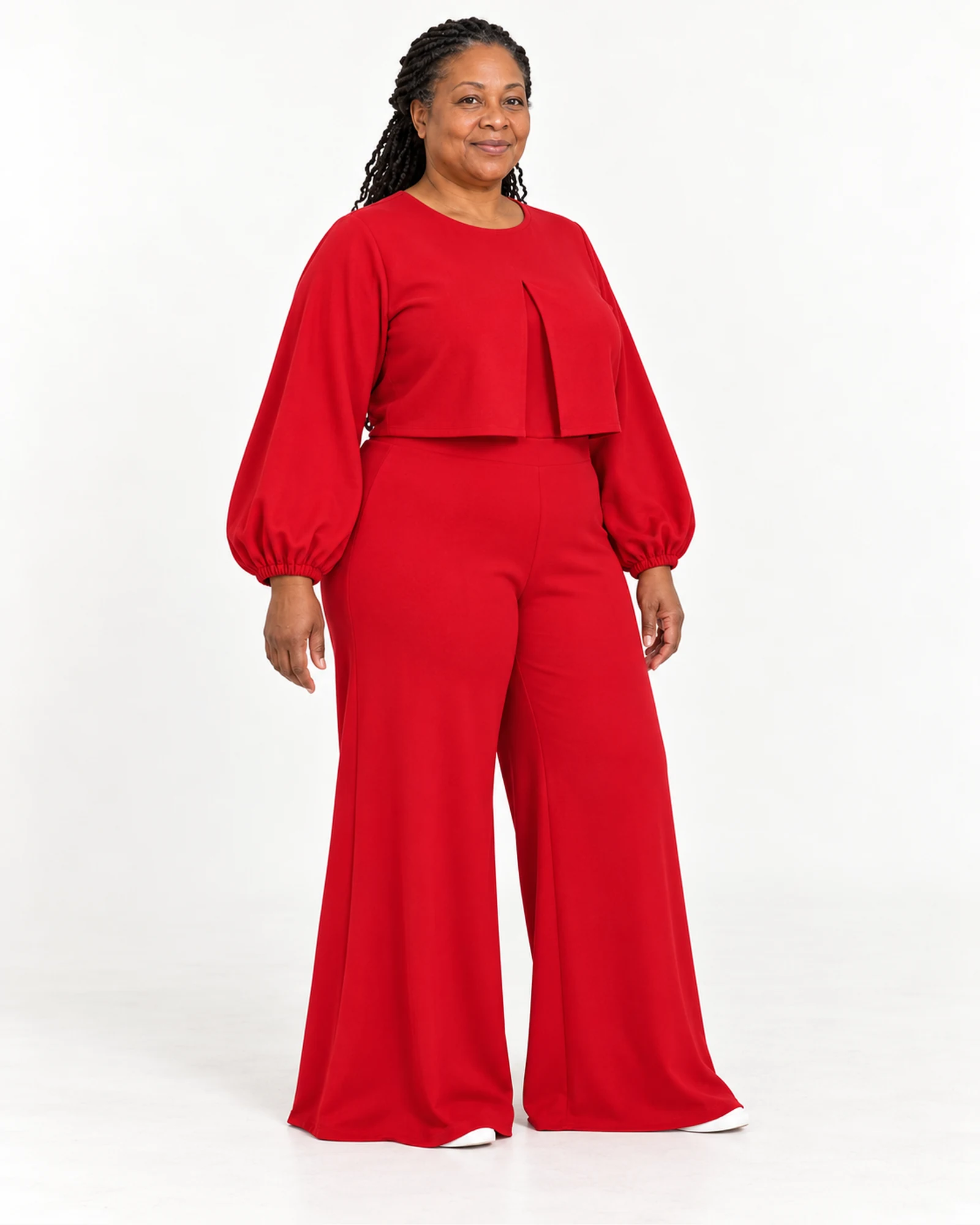 Balloon-Sleeve Top & Wide-Leg Set, styling view, SKU N8153