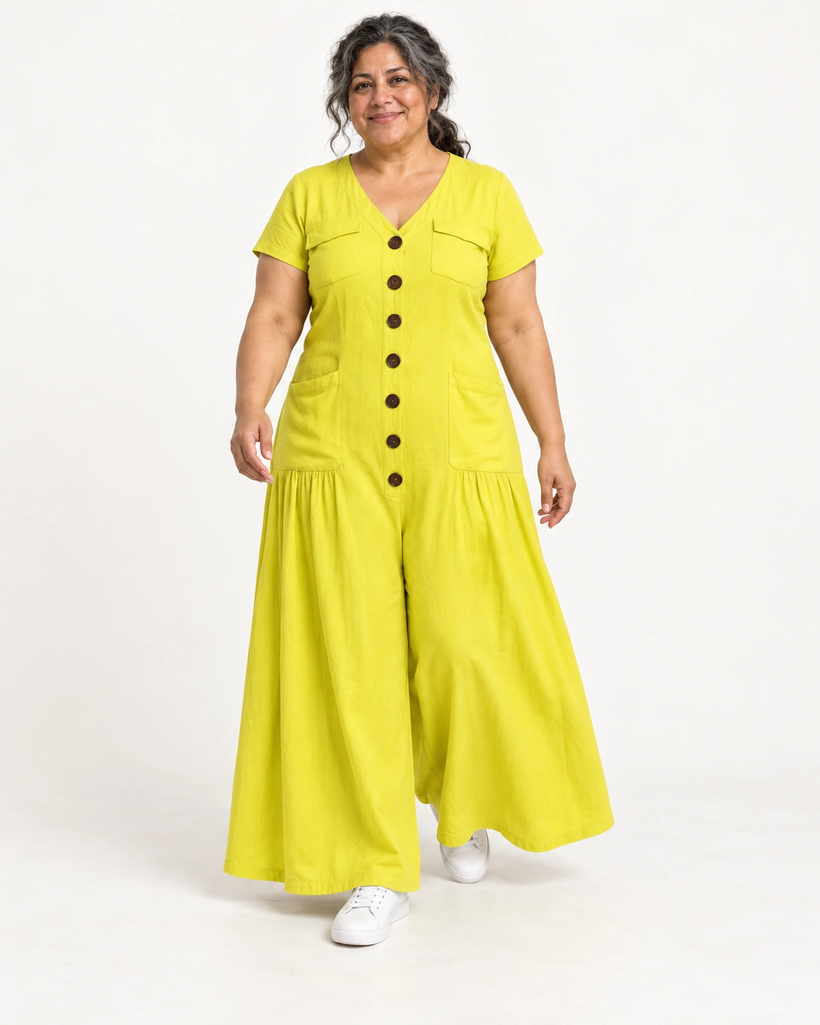 Button-Front Wide-Leg Jumpsuit, styling view, SKU N8175