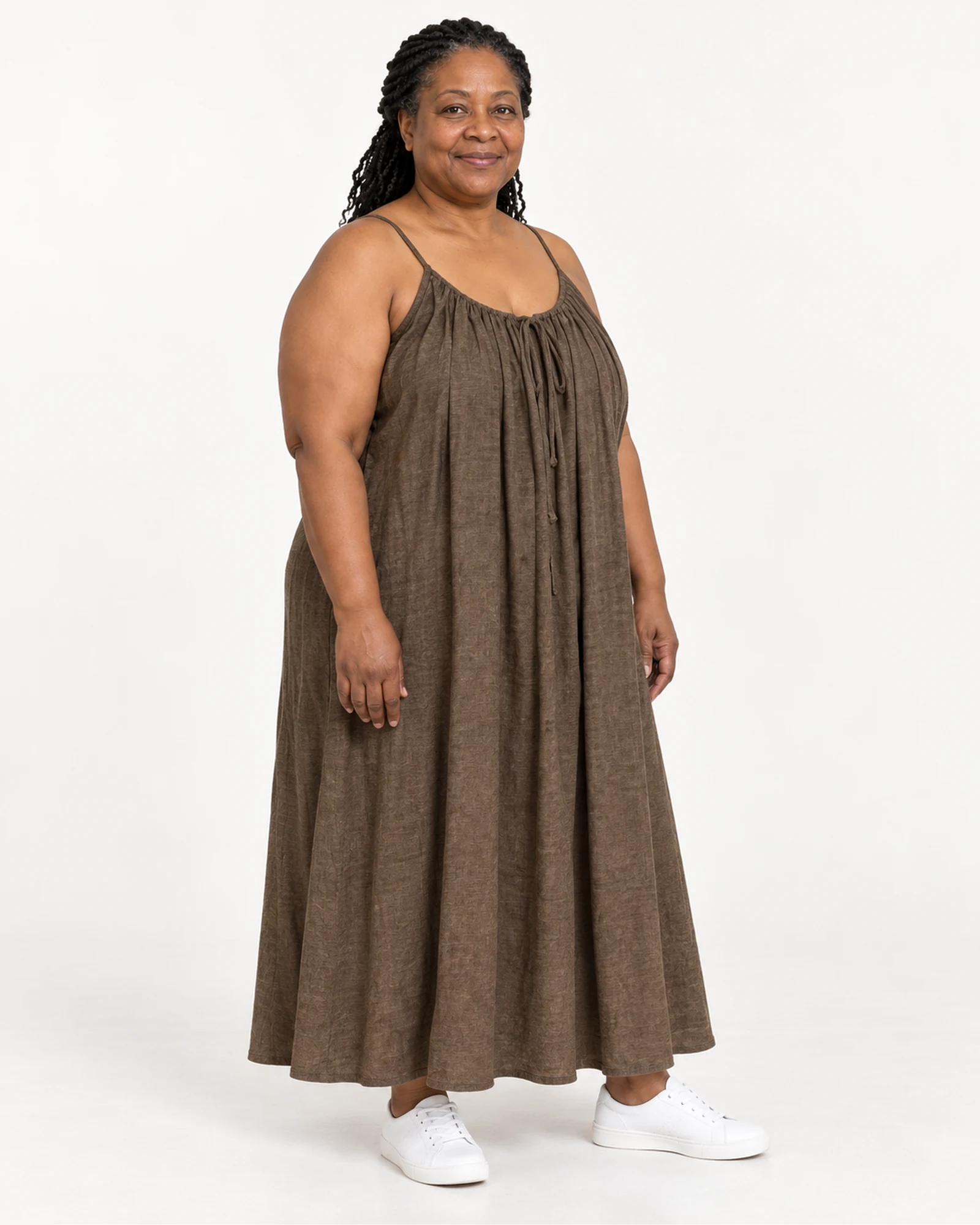 Strappy Gathered Dress, styling view, SKU TFE761
