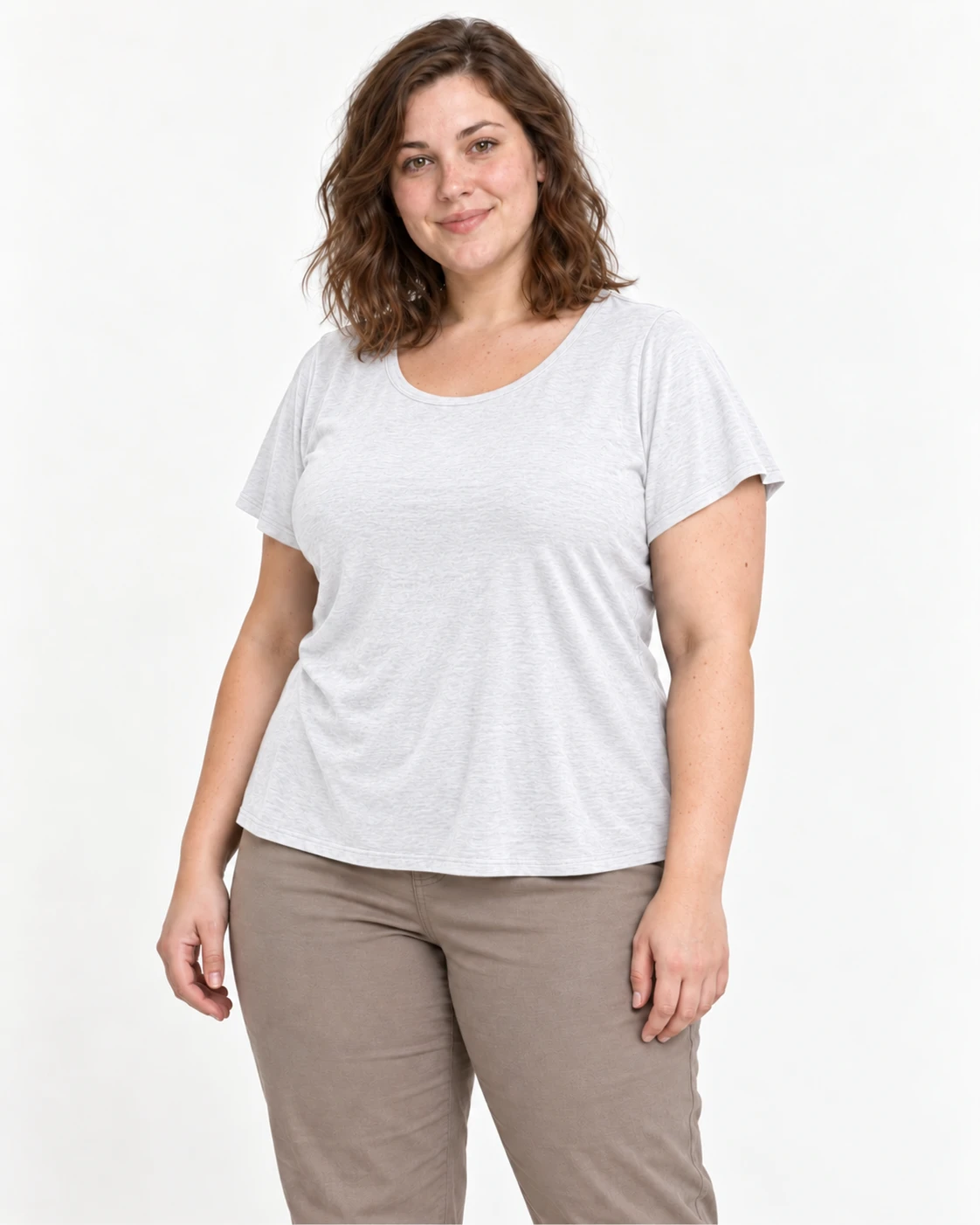 White round-neck T-shirt, same model and pose, SKU 777845303886