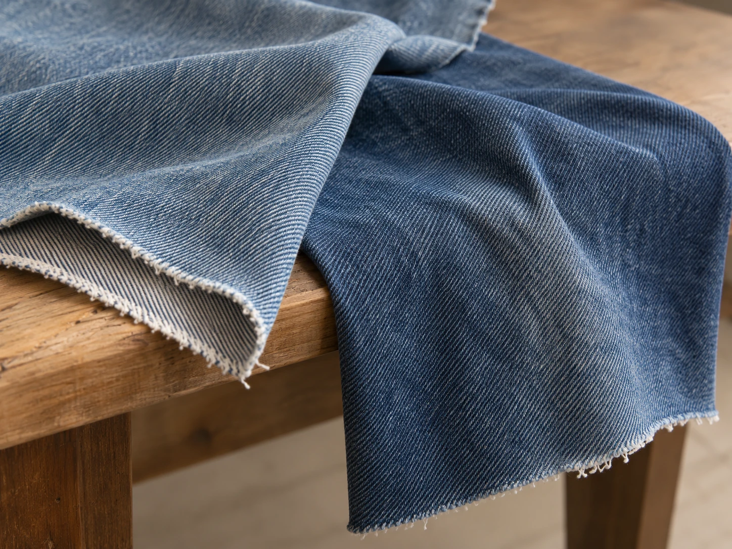 Denim fabric arranged for material selection